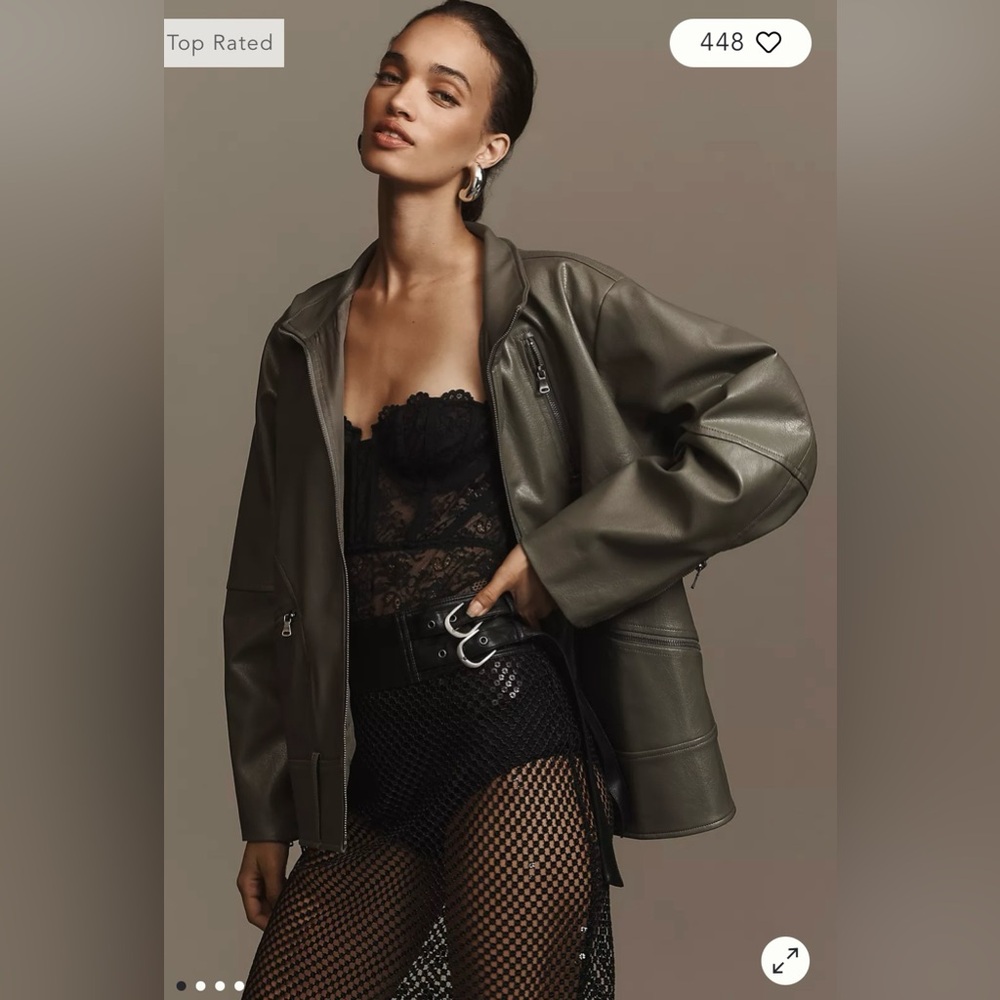ANTHROPOLOGIE FAUX-LEATHER RELAXED JACKET
